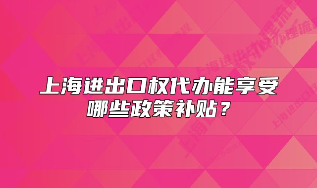 上海進出口權(quán)代辦能享受哪些政策補貼？