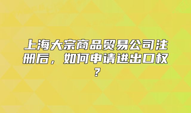 上海大宗商品貿(mào)易公司注冊(cè)后，如何申請(qǐng)進(jìn)出口權(quán)？