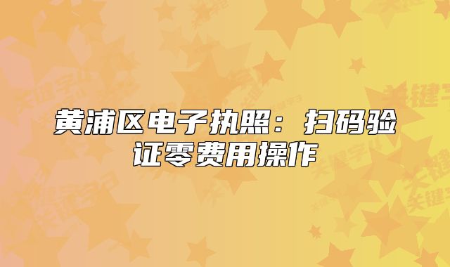 黃浦區(qū)電子執(zhí)照：掃碼驗證零費用操作