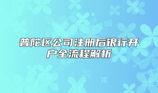 普陀區(qū)公司注冊后銀行開戶全流程解析