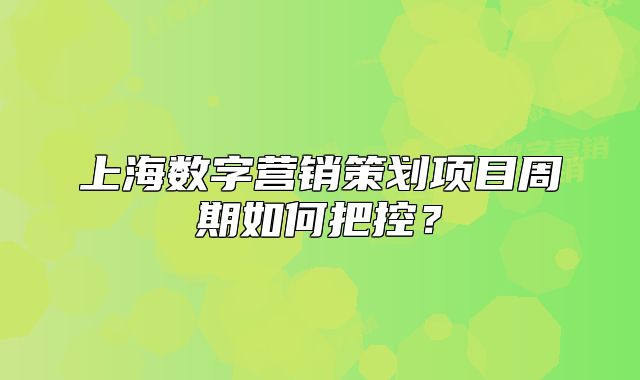 上海數(shù)字營銷策劃項目周期如何把控？