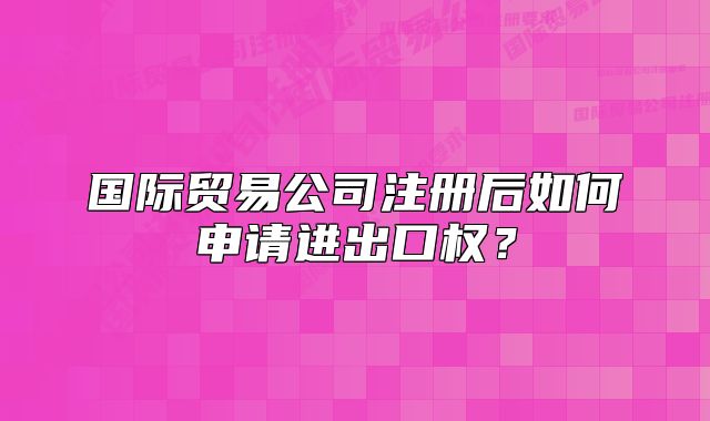 國際貿(mào)易公司注冊后如何申請進出口權(quán)？