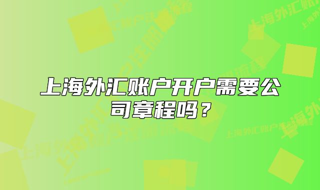 上海外匯賬戶開戶需要公司章程嗎？