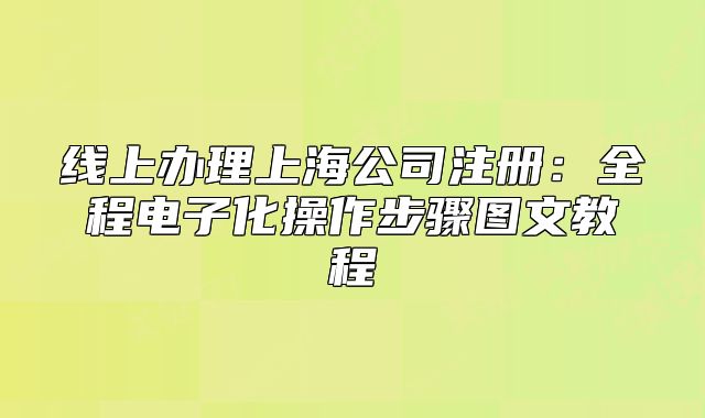 線上辦理上海公司注冊：全程電子化操作步驟圖文教程