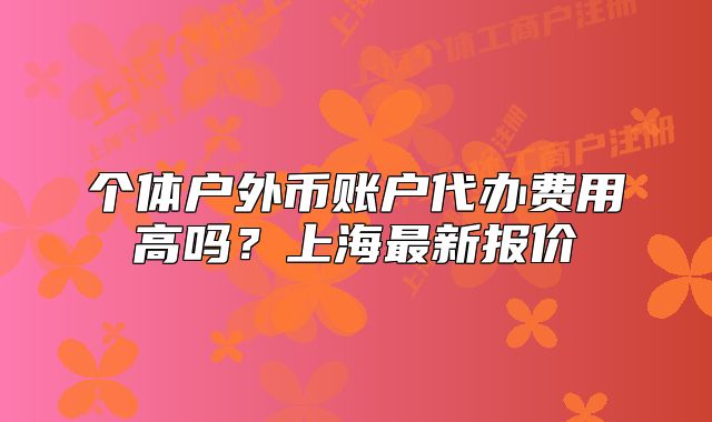 個體戶外幣賬戶代辦費用高嗎？上海最新報價