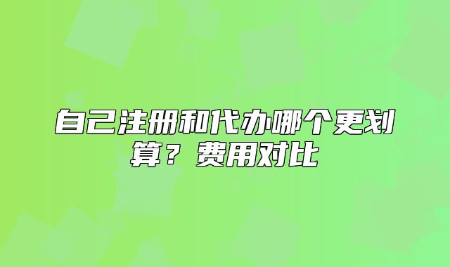 自己注冊和代辦哪個更劃算？費用對比