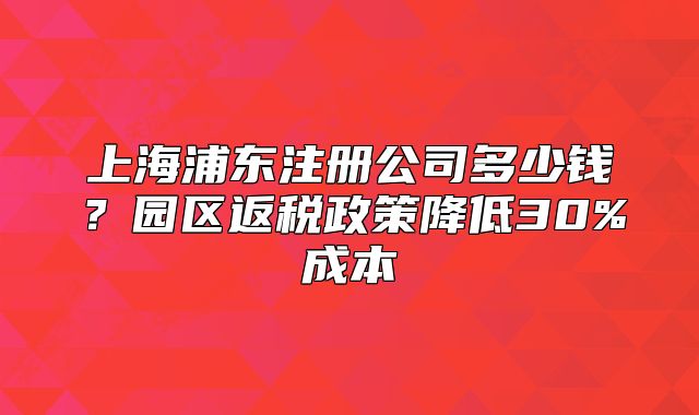 上海浦東注冊公司多少錢？園區(qū)返稅政策降低30%成本