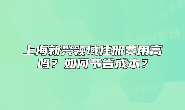 上海新興領(lǐng)域注冊費用高嗎？如何節(jié)省成本？
