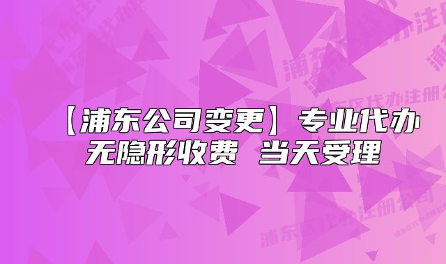 【浦東公司變更】專業(yè)代辦 無隱形收費 當天受理