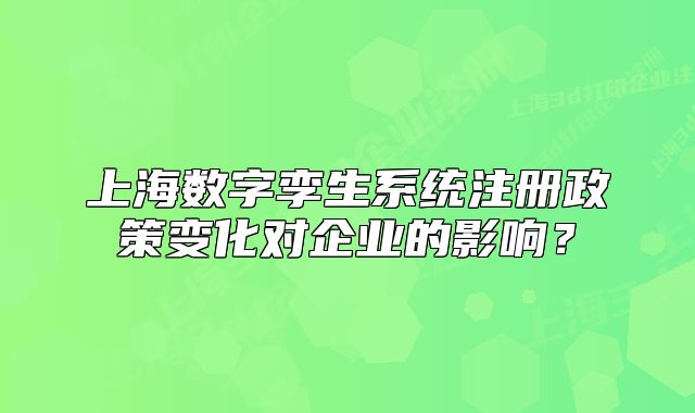 上海數(shù)字孿生系統(tǒng)注冊政策變化對企業(yè)的影響？