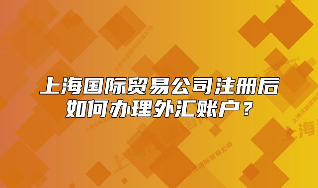 上海國際貿(mào)易公司注冊后如何辦理外匯賬戶？
