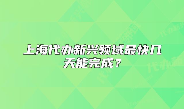 上海代辦新興領(lǐng)域最快幾天能完成？