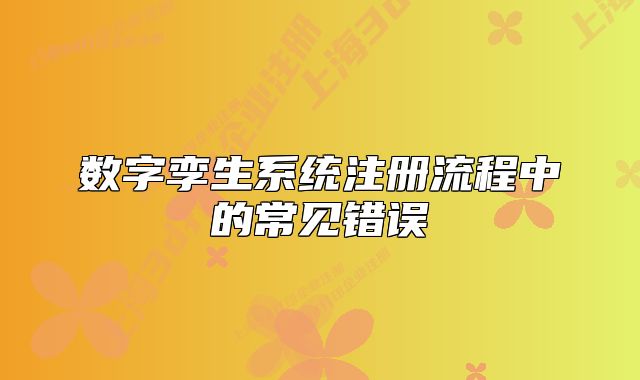 數(shù)字孿生系統(tǒng)注冊流程中的常見錯誤