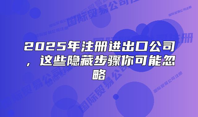 2025年注冊進出口公司，這些隱藏步驟你可能忽略