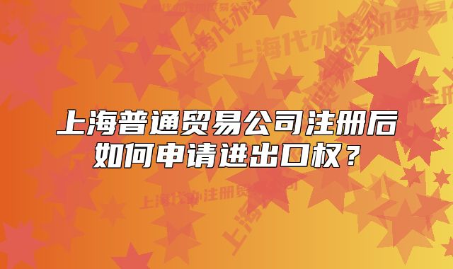 上海普通貿易公司注冊后如何申請進出口權？