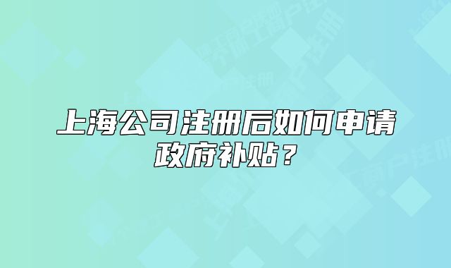 上海公司注冊后如何申請政府補(bǔ)貼？