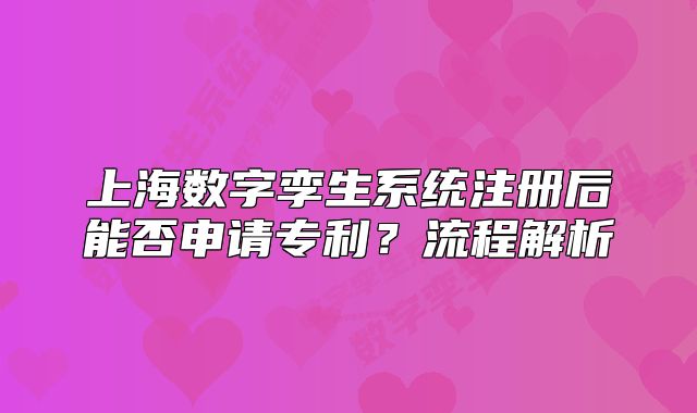 上海數(shù)字孿生系統(tǒng)注冊(cè)后能否申請(qǐng)專利？流程解析