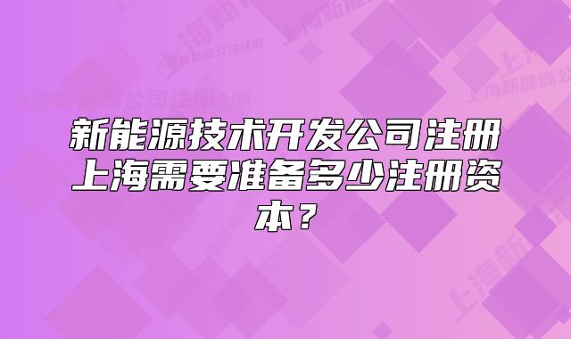 新能源技術開發(fā)公司注冊上海需要準備多少注冊資本？