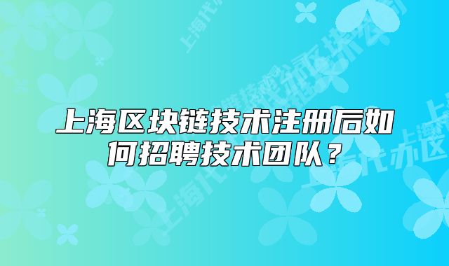 上海區(qū)塊鏈技術(shù)注冊后如何招聘技術(shù)團(tuán)隊(duì)？