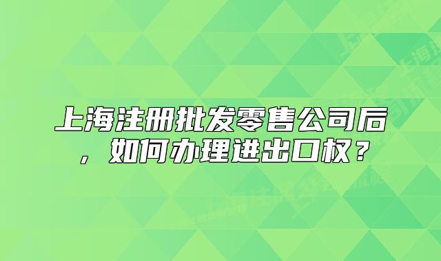 上海注冊(cè)批發(fā)零售公司后，如何辦理進(jìn)出口權(quán)？