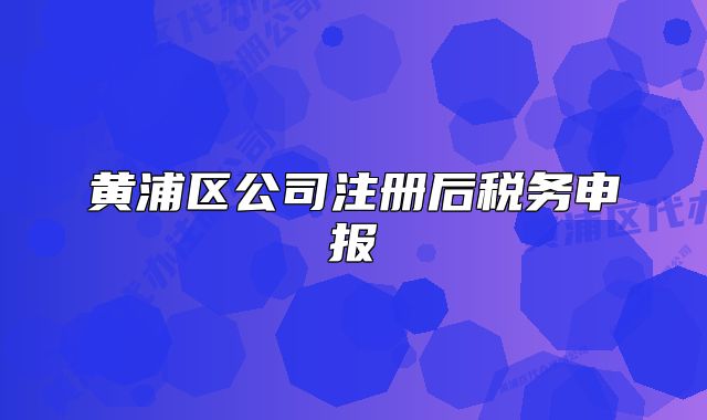 黃浦區(qū)公司注冊后稅務申報