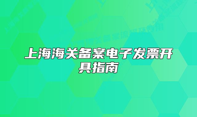 上海海關(guān)備案電子發(fā)票開具指南