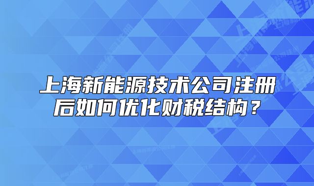 上海新能源技術(shù)公司注冊(cè)后如何優(yōu)化財(cái)稅結(jié)構(gòu)？