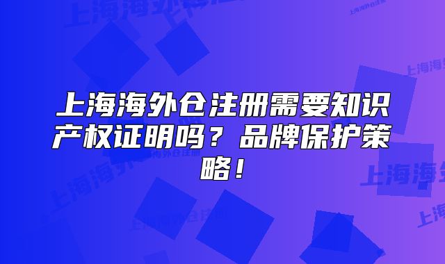上海海外倉注冊需要知識產權證明嗎？品牌保護策略！