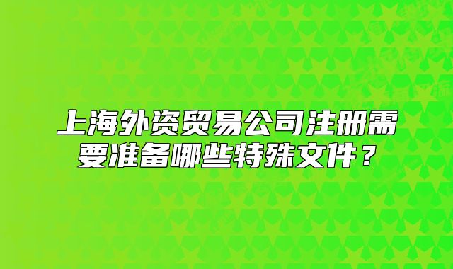 上海外資貿(mào)易公司注冊需要準(zhǔn)備哪些特殊文件？