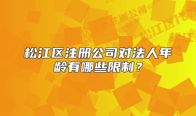 松江區(qū)注冊公司對法人年齡有哪些限制？