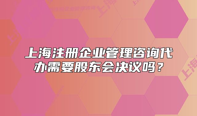 上海注冊企業(yè)管理咨詢代辦需要股東會決議嗎？