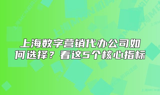 上海數(shù)字營銷代辦公司如何選擇？看這5個核心指標