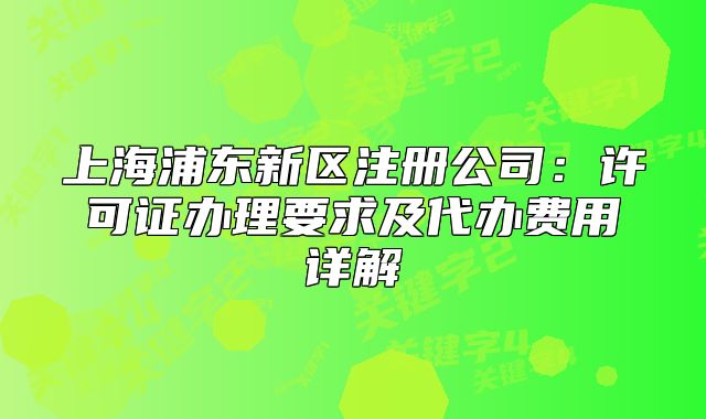 上海浦東新區(qū)注冊公司：許可證辦理要求及代辦費用詳解