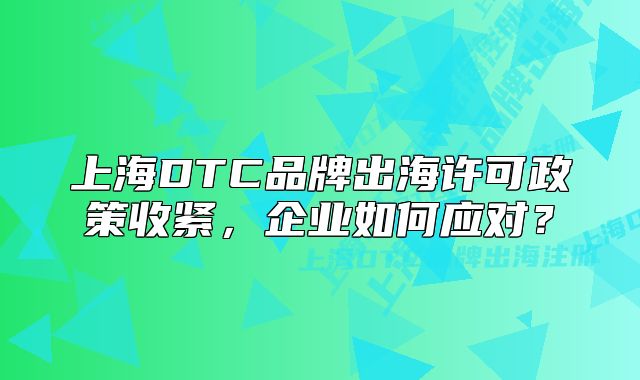 上海DTC品牌出海許可政策收緊，企業(yè)如何應對？