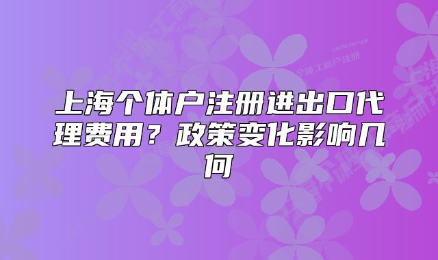 上海個體戶注冊進出口代理費用？政策變化影響幾何