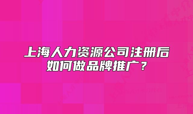 上海人力資源公司注冊(cè)后如何做品牌推廣？