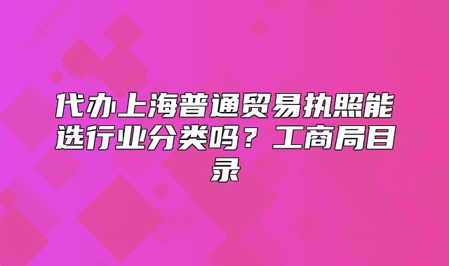 代辦上海普通貿(mào)易執(zhí)照能選行業(yè)分類嗎？工商局目錄