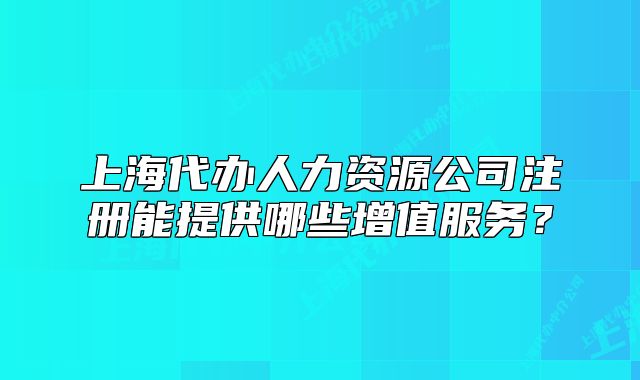 上海代辦人力資源公司注冊(cè)能提供哪些增值服務(wù)？