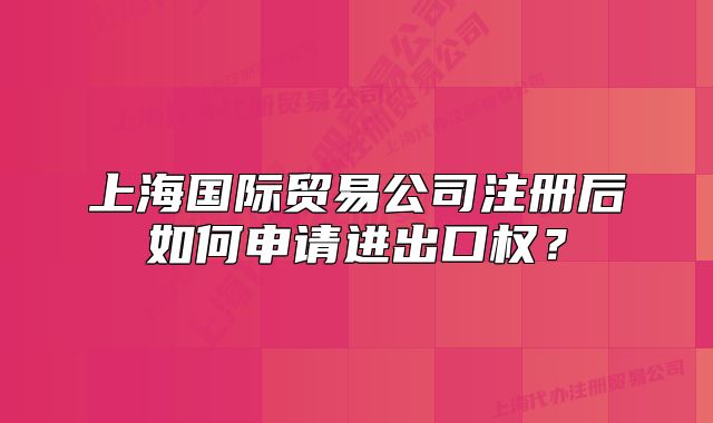 上海國際貿(mào)易公司注冊后如何申請進出口權(quán)？