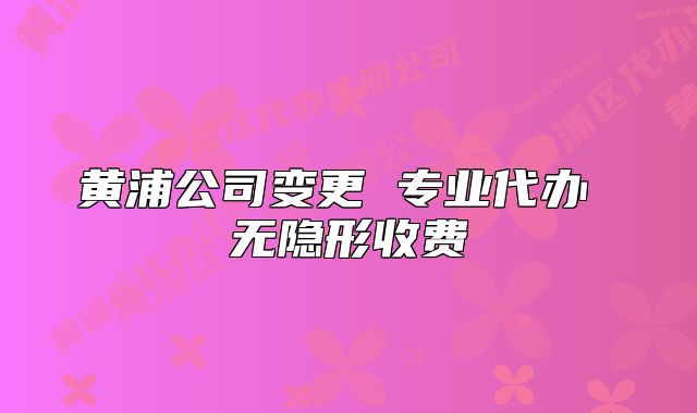 黃浦公司變更 專業(yè)代辦 無(wú)隱形收費(fèi)