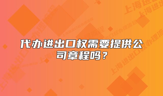 代辦進(jìn)出口權(quán)需要提供公司章程嗎?