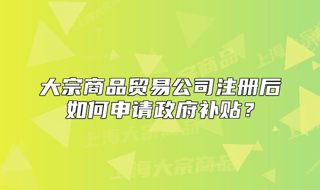 大宗商品貿(mào)易公司注冊(cè)后如何申請(qǐng)政府補(bǔ)貼？