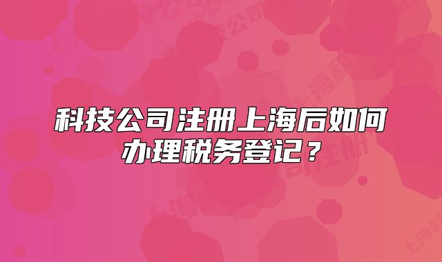 科技公司注冊上海后如何辦理稅務登記？