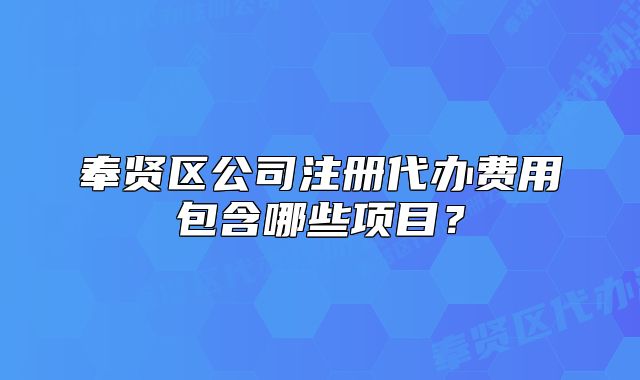 奉賢區(qū)公司注冊代辦費用包含哪些項目？