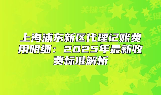 上海浦東新區(qū)代理記賬費(fèi)用明細(xì)：2025年最新收費(fèi)標(biāo)準(zhǔn)解析