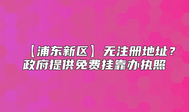 【浦東新區(qū)】無(wú)注冊(cè)地址？政府提供免費(fèi)掛靠辦執(zhí)照