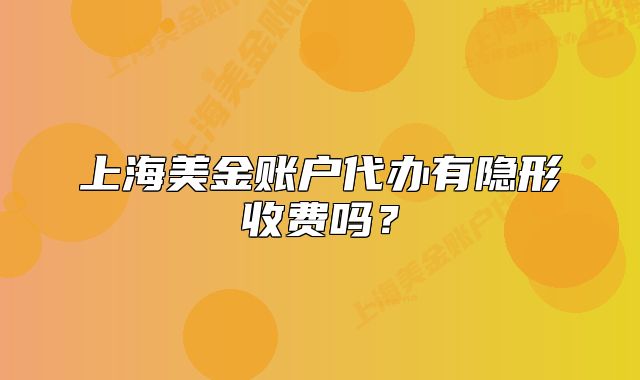 上海美金賬戶代辦有隱形收費(fèi)嗎？