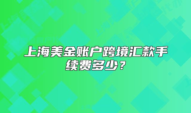 上海美金賬戶跨境匯款手續(xù)費(fèi)多少？