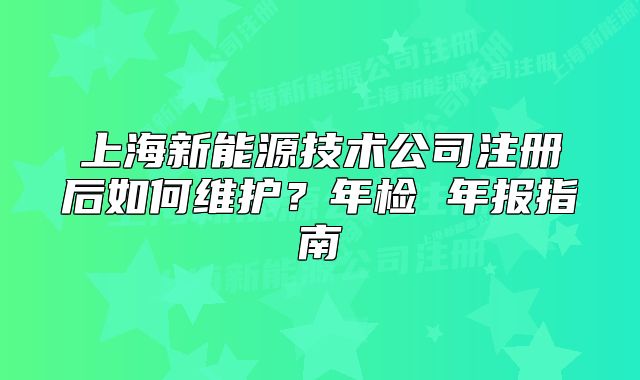 上海新能源技術(shù)公司注冊后如何維護(hù)？年檢 年報指南