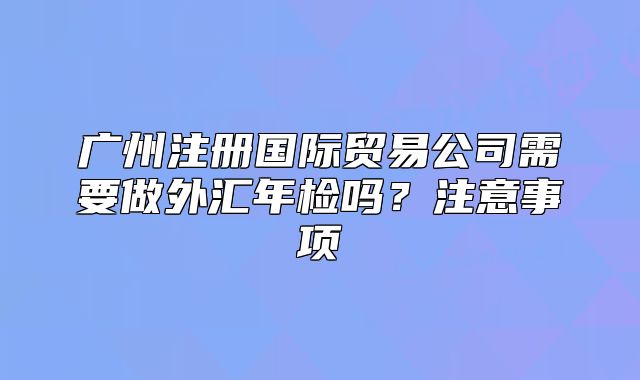 廣州注冊國際貿(mào)易公司需要做外匯年檢嗎？注意事項